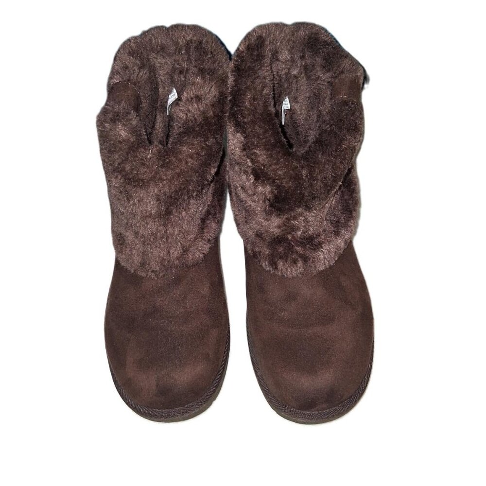 Arizona Brown Faux Suede Ankle Boots w/ Faux Fur Cuff | Women’s 7M